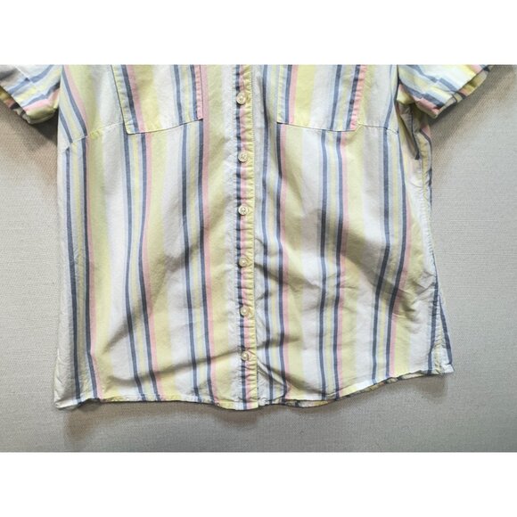 Christopher & Banks Womens Button Up Shirt Short Sleeve Size S Multicolor Stripe - Picture 7 of 12